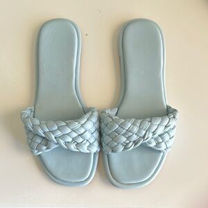 Women's Light Blue Braided Slide Sandals